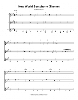 page one of New World Symphony (Theme) (Guitar Ensemble)