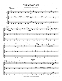 page one of Oye Como Va (Guitar Ensemble)