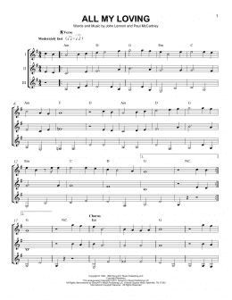 page one of All My Loving (Guitar Ensemble)