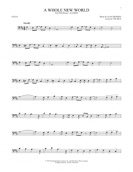 page one of A Whole New World (from Aladdin) (Cello Solo)