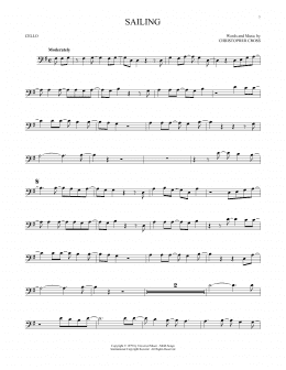 page one of Sailing (Cello Solo)