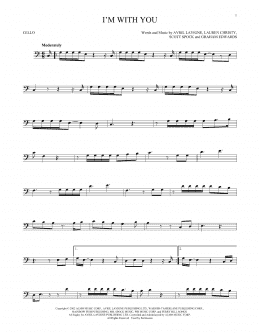 page one of I'm With You (Cello Solo)