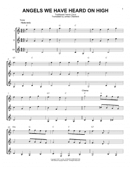 page one of Angels We Have Heard On High (Guitar Ensemble)