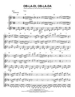 page one of Ob-La-Di, Ob-La-Da (Guitar Ensemble)