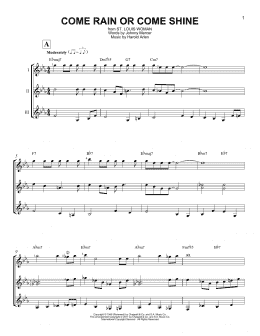 page one of Come Rain Or Come Shine (Guitar Ensemble)