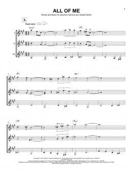 page one of All Of Me (Guitar Ensemble)