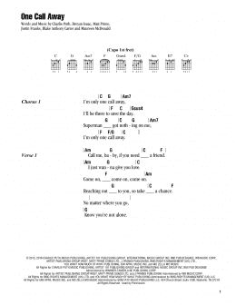 page one of One Call Away (Guitar Chords/Lyrics)