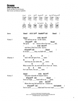 page one of Oceans (Where Feet May Fail) (Guitar Chords/Lyrics)