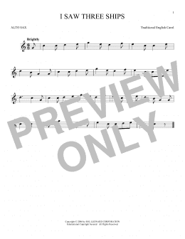 page one of I Saw Three Ships (Alto Sax Solo)