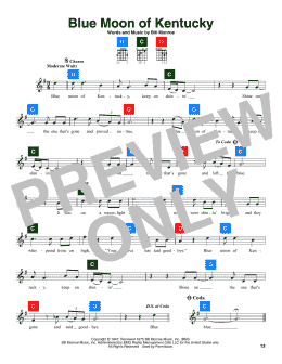 page one of Blue Moon Of Kentucky (ChordBuddy)