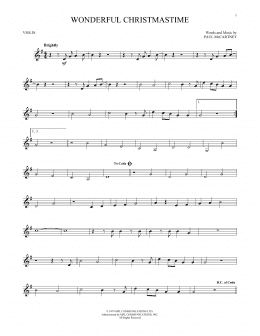 page one of Wonderful Christmastime (Violin Solo)