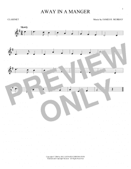 page one of Away In A Manger (Clarinet Solo)