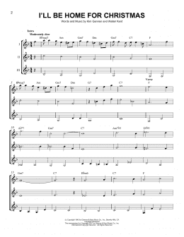 page one of I'll Be Home For Christmas (Guitar Ensemble)