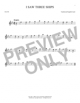 page one of I Saw Three Ships (Flute Solo)