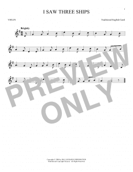 page one of I Saw Three Ships (Violin Solo)