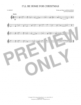 page one of I'll Be Home For Christmas (Clarinet Solo)