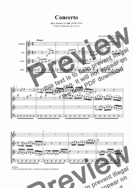page one of Concerto no 11 from L'Estro Armonico for SATB