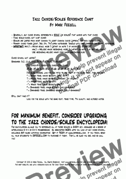 page one of jazz chords/scales reference chart handout - C jazz chords and scales