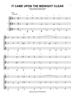 page one of It Came Upon The Midnight Clear (Guitar Ensemble)