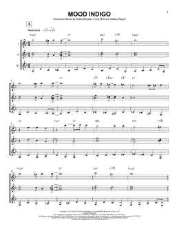 page one of Mood Indigo (Guitar Ensemble)