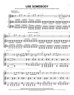 page one of Use Somebody (Guitar Ensemble)