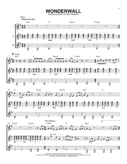 page one of Wonderwall (Guitar Ensemble)