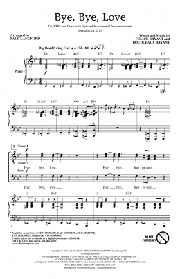 page one of Bye Bye Love (TTB Choir)