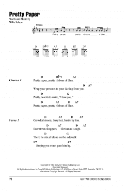 page one of Pretty Paper (Guitar Chords/Lyrics)