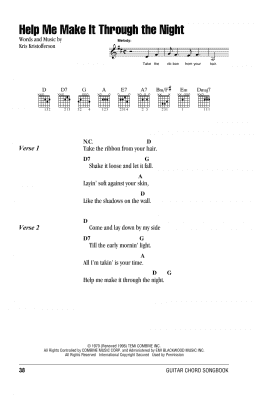 page one of Help Me Make It Through The Night (Guitar Chords/Lyrics)