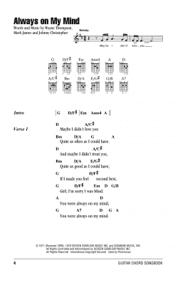 page one of Always On My Mind (Guitar Chords/Lyrics)