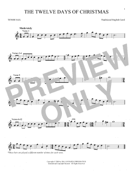 page one of The Twelve Days Of Christmas (Tenor Sax Solo)