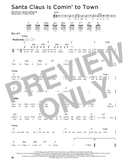 page one of Santa Claus Is Comin' To Town (Guitar Cheat Sheet)