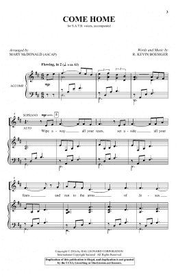 page one of Come Home (SATB Choir)