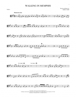 page one of Walking In Memphis (Viola Solo)