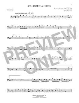 page one of California Girls (Trombone Solo)