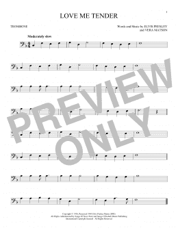 page one of Love Me Tender (Trombone Solo)