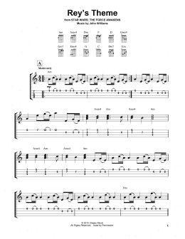 page one of Rey's Theme (Easy Ukulele Tab)