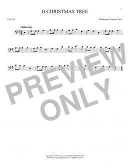 page one of O Christmas Tree (Cello Solo)