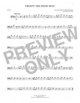 page one of Frosty The Snow Man (Cello Solo)