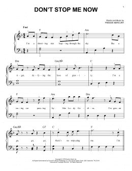 page one of Don't Stop Me Now (Easy Piano)