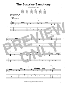 page one of The Surprise Symphony (Easy Guitar Tab)