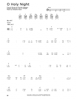 page one of O Holy Night (Guitar Cheat Sheet)