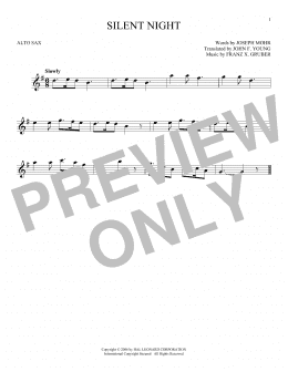 page one of Silent Night (Alto Sax Solo)