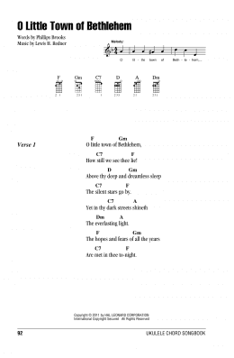 page one of O Little Town Of Bethlehem (Ukulele Chords/Lyrics)