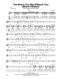 page one of The Bed's Too Big Without You (Guitar Tab)