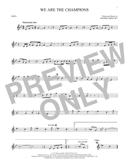 page one of We Are The Champions (French Horn Solo)