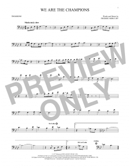 page one of We Are The Champions (Trombone Solo)