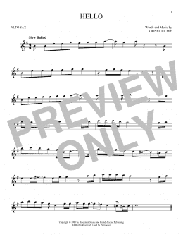 page one of Hello (Alto Sax Solo)