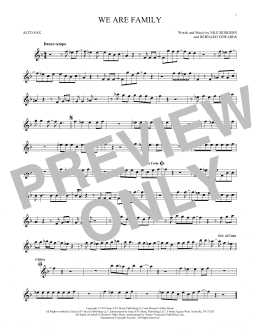 page one of We Are Family (Alto Sax Solo)