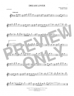 page one of Dream Lover (Alto Sax Solo)